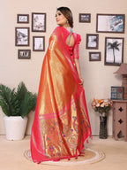 Vedant Vastram Tissue Silk Paithani Silk Saree - Orange - Distacart