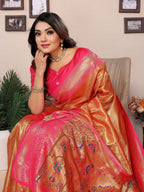 Vedant Vastram Tissue Silk Paithani Silk Saree - Orange - Distacart