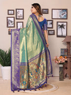 Vedant Vastram Tissue Silk Paithani Silk Saree - Pista - Distacart
