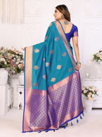 Vedant Vastram Soft Litchi Silk Banarasi Silk Saree - Rama - Distacart