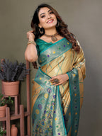 Vedant Vastram Tissue Silk Leheriya Design Kanjeevaram Silk Saree - Yellow