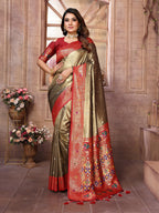 Vedant Vastram Tissue Silk Paithani Silk Saree - Gold - Distacart