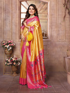 Vedant Vastram Tissue Silk Paithani Silk Saree - Mustard - Distacart