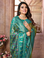Vedant Vastram Tissue Silk Paithani Silk Saree - Parrot - Distacart