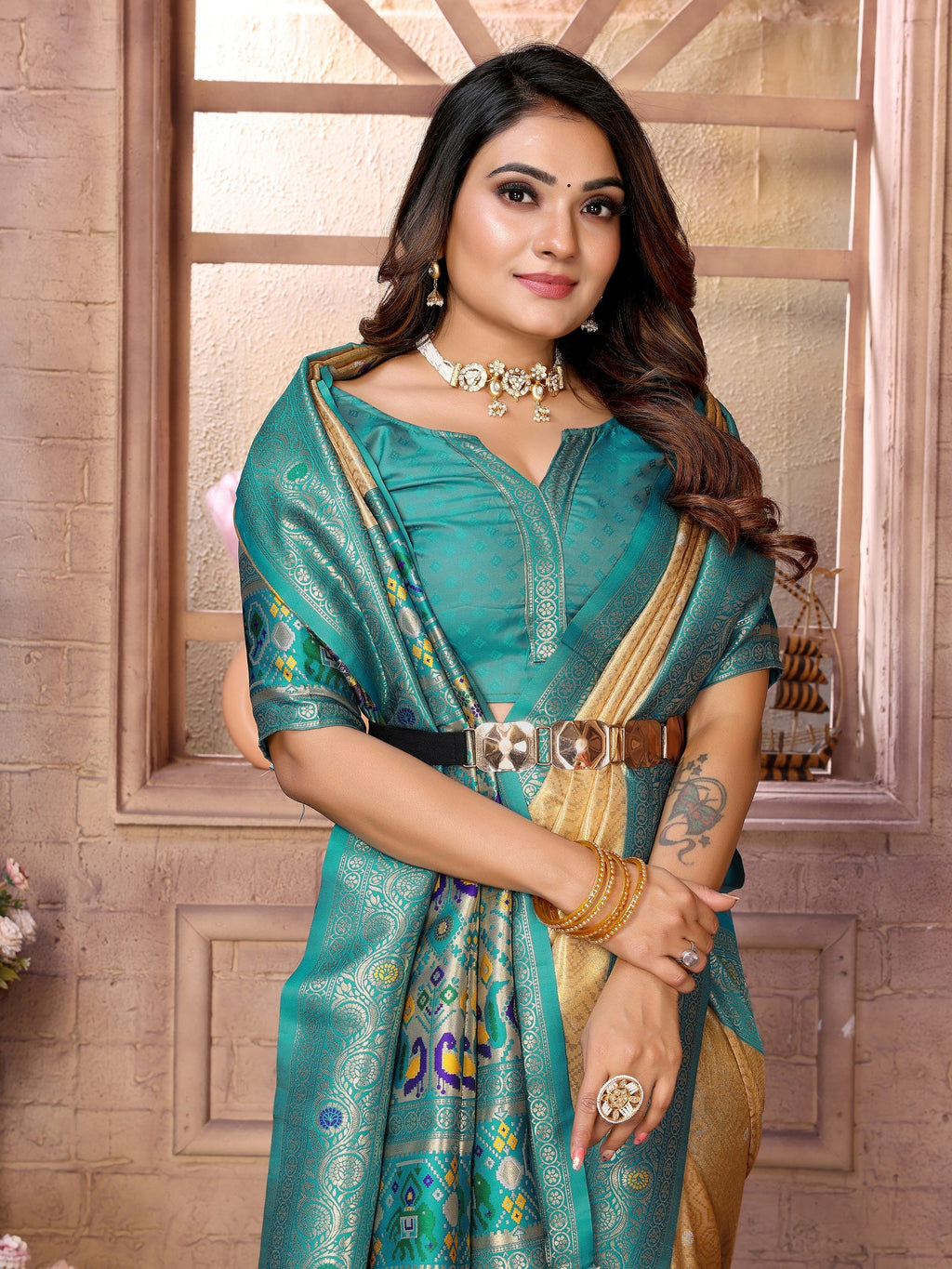Vedant Vastram Tissue Silk Paithani Silk Saree - Yellow - Distacart