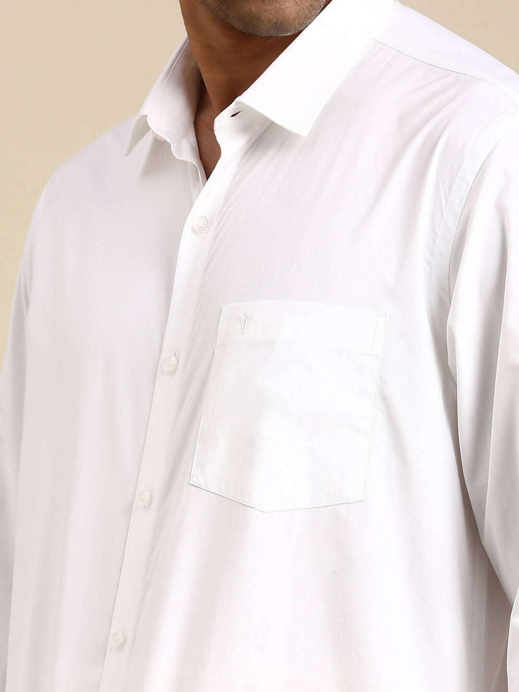 Ramraj Cotton Mens Full Sleeve White Shirt Plus Size - Pure Cotton