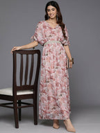 Ahalyaa Women's Traditional wear Dress - Brown