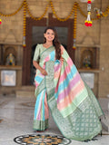 Vedant Vastram Soft Litchi Silk Fancy Jacquard Bollywood Saree - Green