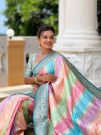 Vedant Vastram Soft Litchi Silk Fancy Jacquard Bollywood Saree - Morpich