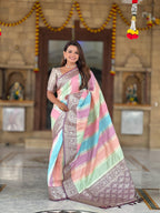 Vedant Vastram Soft Litchi Silk Fancy Jacquard Bollywood Saree - Wine