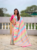Vedant Vastram Soft Litchi Silk Fancy Jacquard Bollywood Saree - Pink