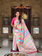 Vedant Vastram Soft Litchi Silk Fancy Jacquard Bollywood Saree - Pink