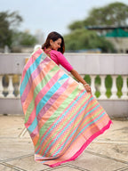 Vedant Vastram Soft Litchi Silk Fancy Jacquard Bollywood Saree - Pink
