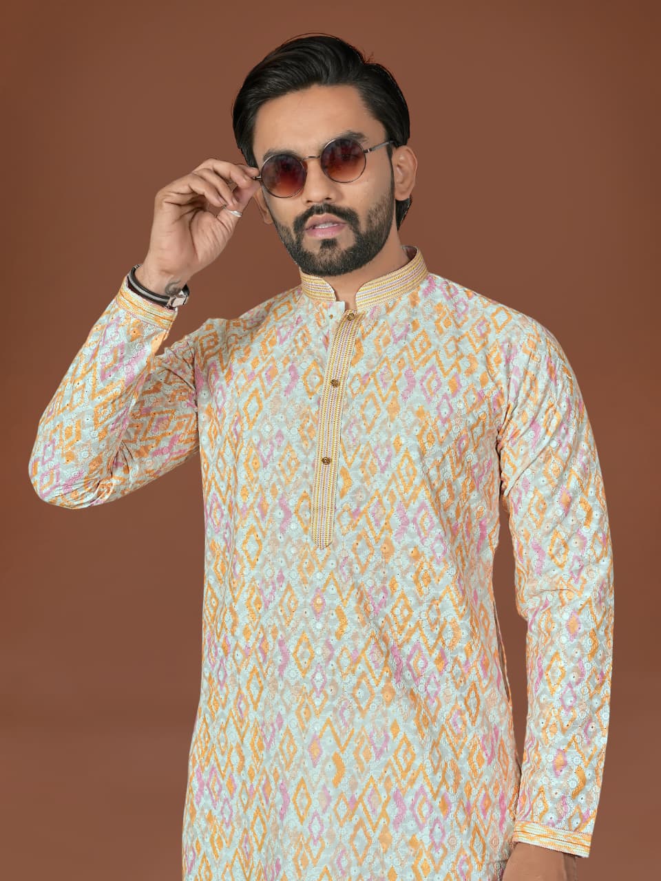 Anaita Multi Lucknowi Silk Straight Kurta
