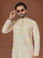 Anaita Multi Lucknowi Silk Straight Kurta