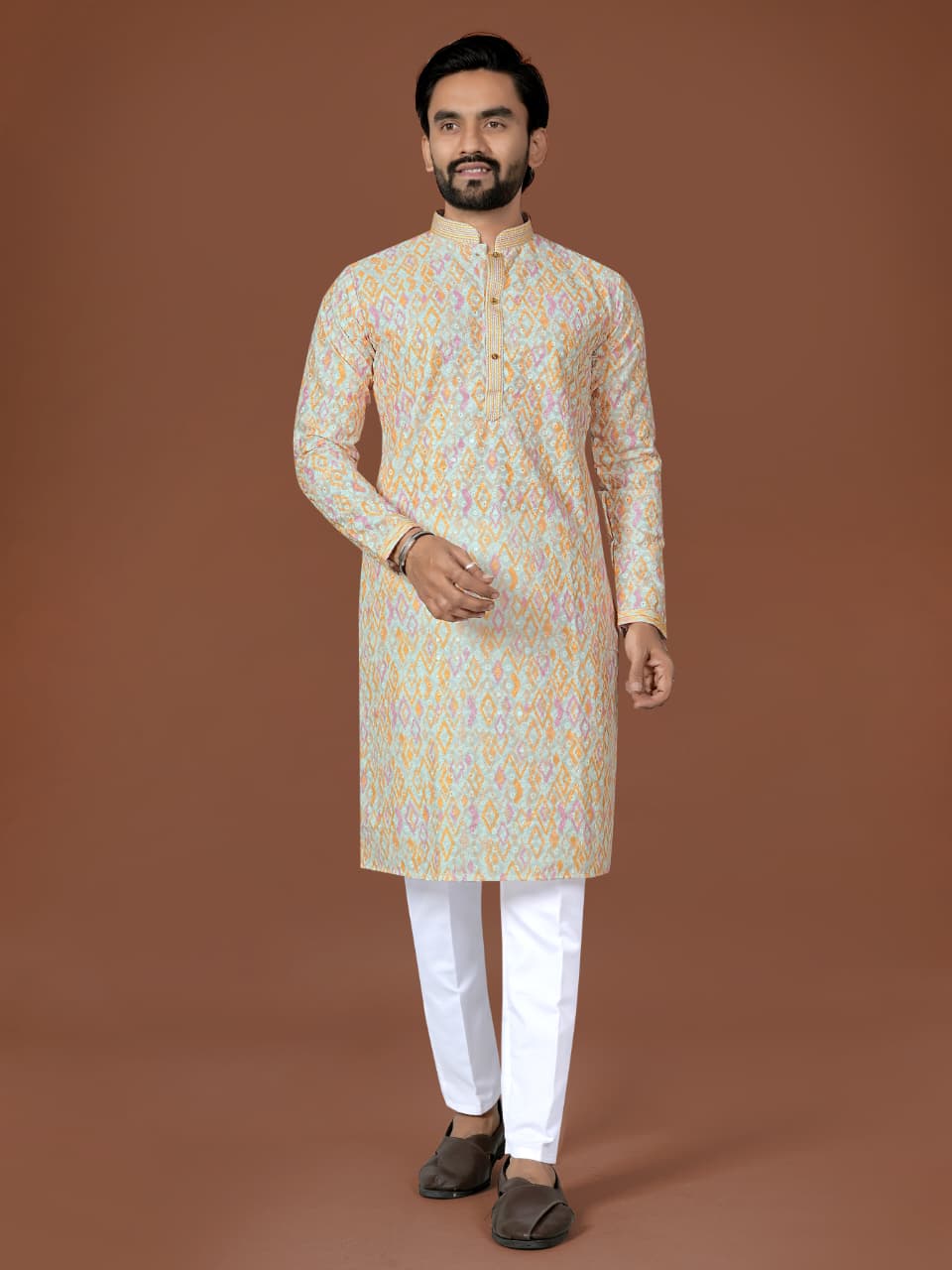 Anaita Multi Lucknowi Silk Straight Kurta