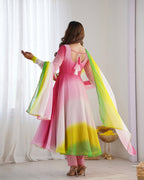 Evanik Multi Colour Pure Soft Georgette Colorful Padding Anarkali Suit - Distacart