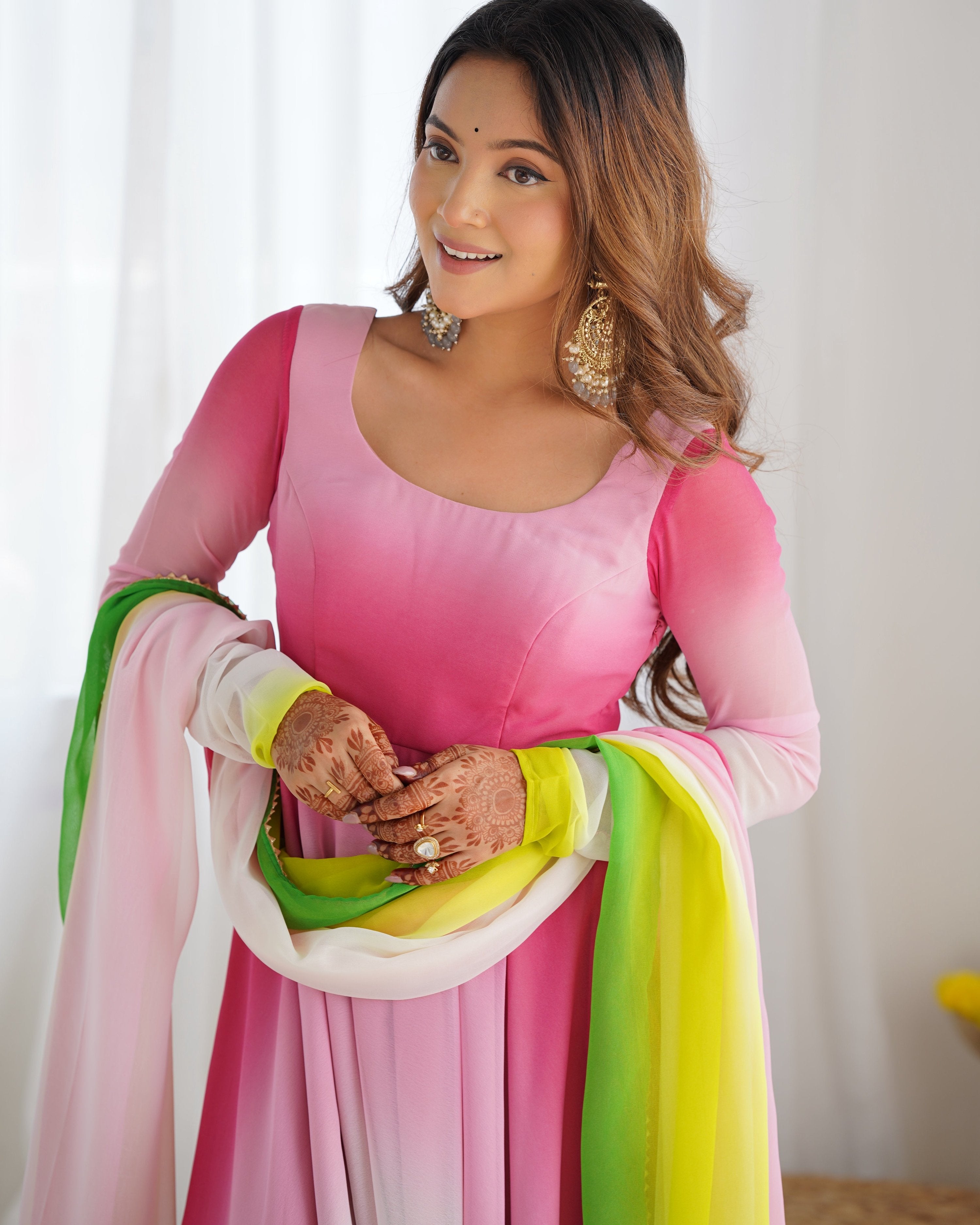 Evanik Multi Colour Pure Soft Georgette Colorful Padding Anarkali Suit - Distacart