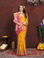 Vedant Vastram Mustard Color Kanjeevaram Patola Silk Saree - Mustard