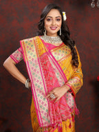 Vedant Vastram Mustard Color Kanjeevaram Patola Silk Saree - Mustard