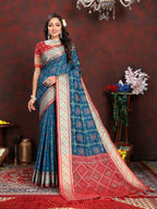 Vedant Vastram Navy Blue Color Kanjeevaram Patola Silk Saree - Navy Blue