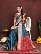 Vedant Vastram Navy Blue Color Kanjeevaram Patola Silk Saree - Navy Blue