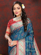 Vedant Vastram Navy Blue Color Kanjeevaram Patola Silk Saree - Navy Blue