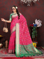 Vedant Vastram Pink Color Kanjeevaram Patola Silk Saree - Pink
