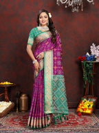 Vedant Vastram Purple Color Kanjeevaram Patola Silk Saree - Purple