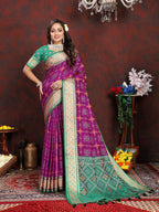 Vedant Vastram Purple Color Kanjeevaram Patola Silk Saree - Purple