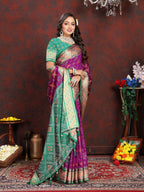 Vedant Vastram Purple Color Kanjeevaram Patola Silk Saree - Purple