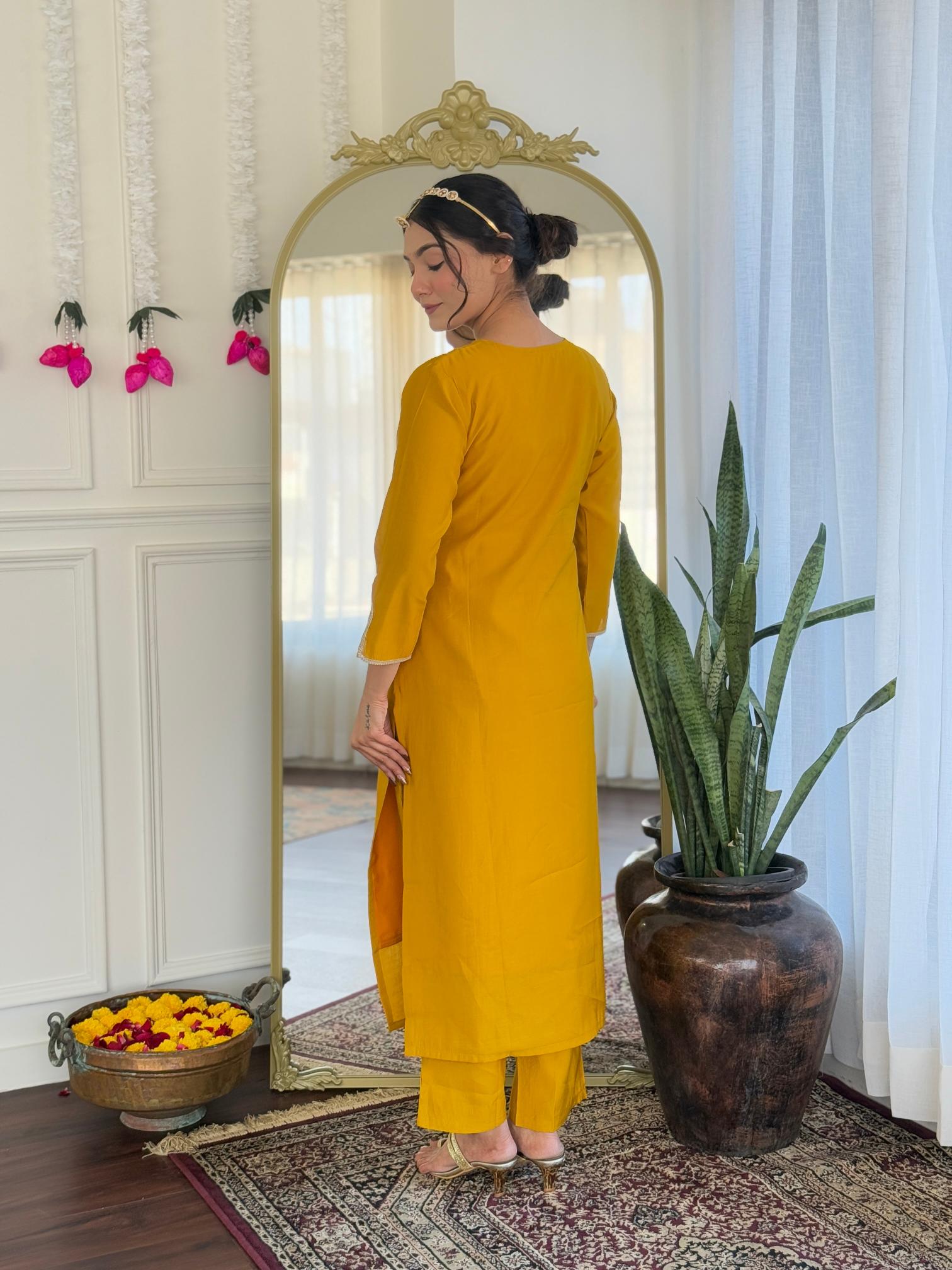 The52 Women's Viscose Embroidery work Straight Kurta with Pant and Dupatta Set - Distacart