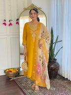 The52 Women's Viscose Embroidery work Straight Kurta with Pant and Dupatta Set - Distacart