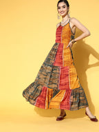 Yufta Mustard Tie and Dye Dress - Distacart
