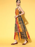 Yufta Mustard Tie and Dye Dress - Distacart