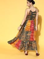 Yufta Mustard Tie and Dye Dress - Distacart