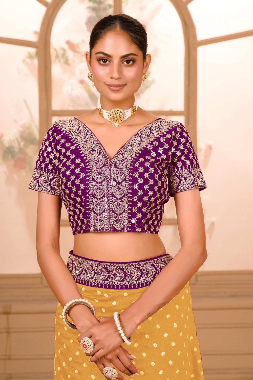 Teeya Creation Yellow Color Chinnon Silk Heavy Embroidery Work Saree - Distacart