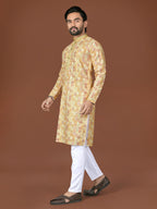 Anaita Yellow Lucknowi Silk Straight Kurta