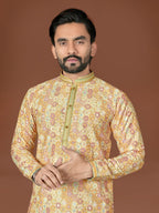 Anaita Yellow Lucknowi Silk Straight Kurta