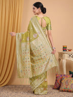 Anaita Mustard Linen Woven Work Saree With Blouse - Distacart