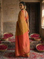 Anaita Mustard Cotton Printed Saree With Blouse - Distacart