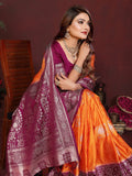 Anaita Mustard Zari Butta Work Satin Silk Saree With Blouse - Distacart