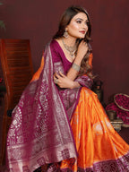 Anaita Mustard Zari Butta Work Satin Silk Saree With Blouse - Distacart