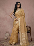 Anaita Mustard Cotton Saree With Blouse - Distacart
