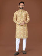 Anaita Yellow Lucknowi Silk Straight Kurta
