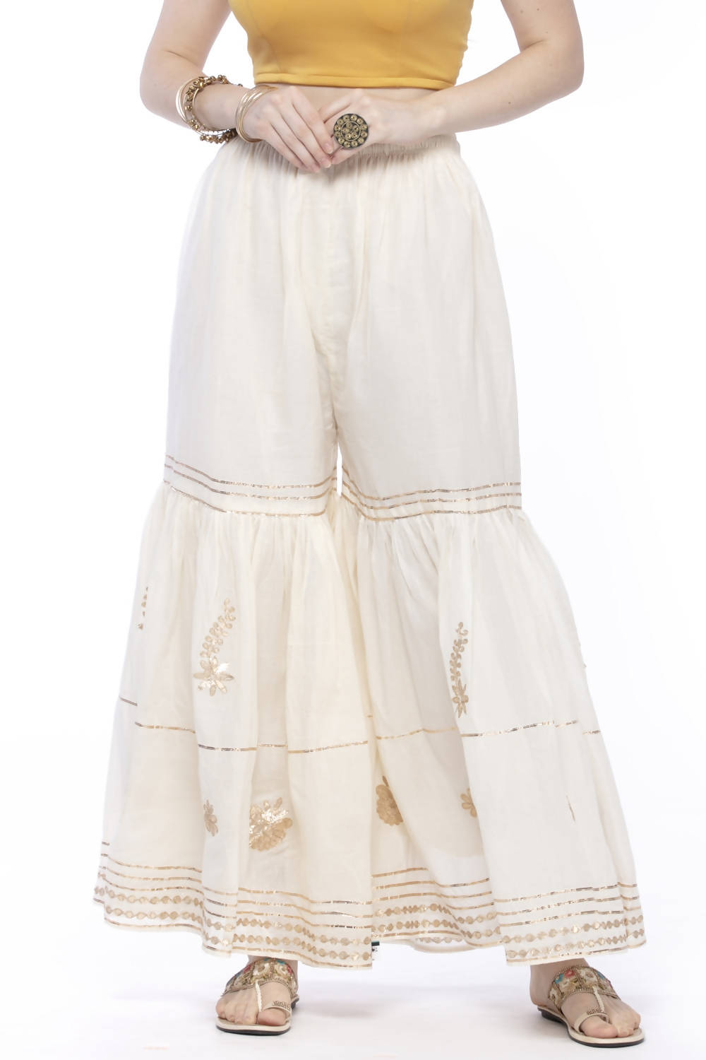 Mominos Fashion Cotton Off White Beautiful Gotta Work Sharara - Distacart