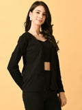 Myshka Women's Black Solid Solid Jacket