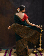 DEIANA'S Beautiful Designer Golden zari Soft Lichi Silk Saree - Green