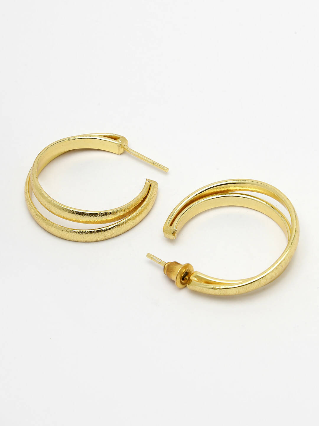 NVR Women Gold-Plated Alloy Circular-Shaped Half Hoop Earrings - Distacart
