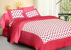Vamika Printed Cotton White & Pink Bedsheet With Pillow Covers (LEOC_BRFI_P)
